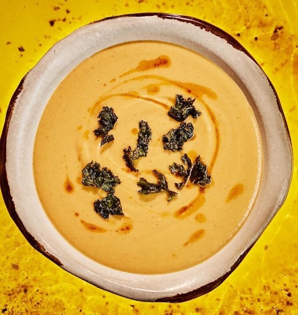 Celeriac And Brown Butter Soup With Crispy Kale 
