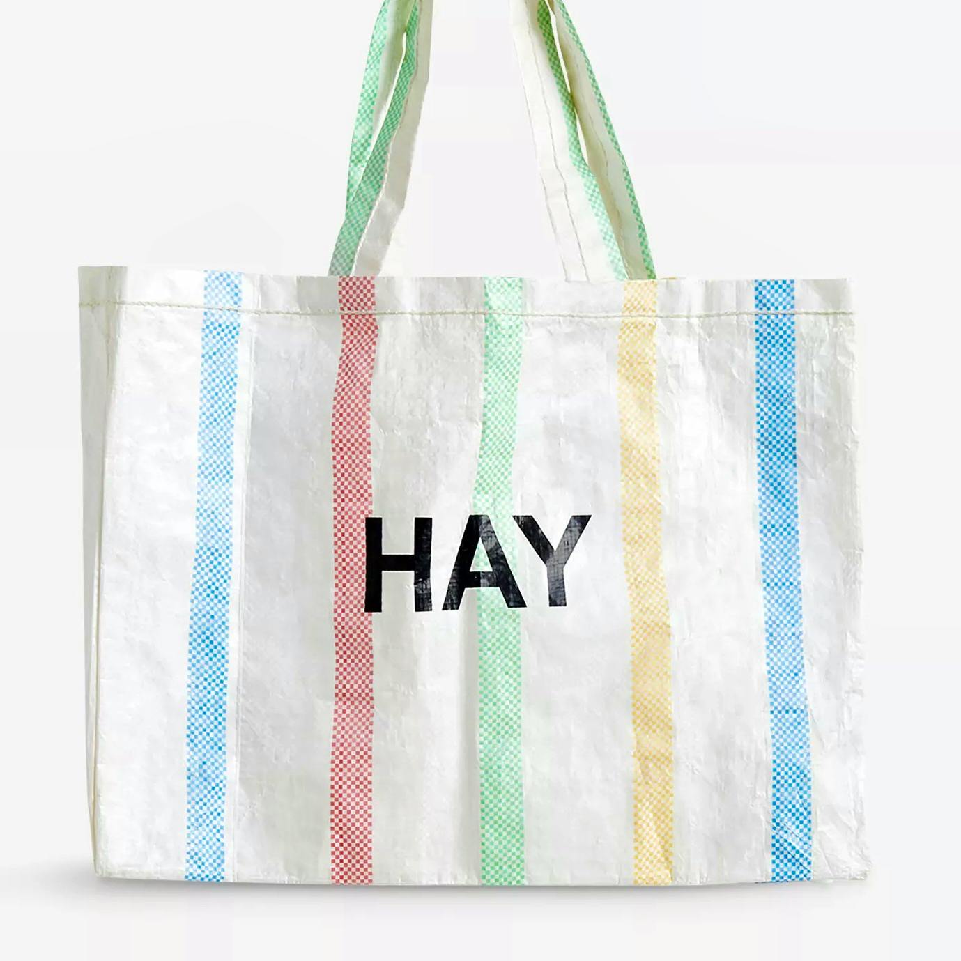 Hay Candy Stripe Medium Plastic Shopping Bag, £8