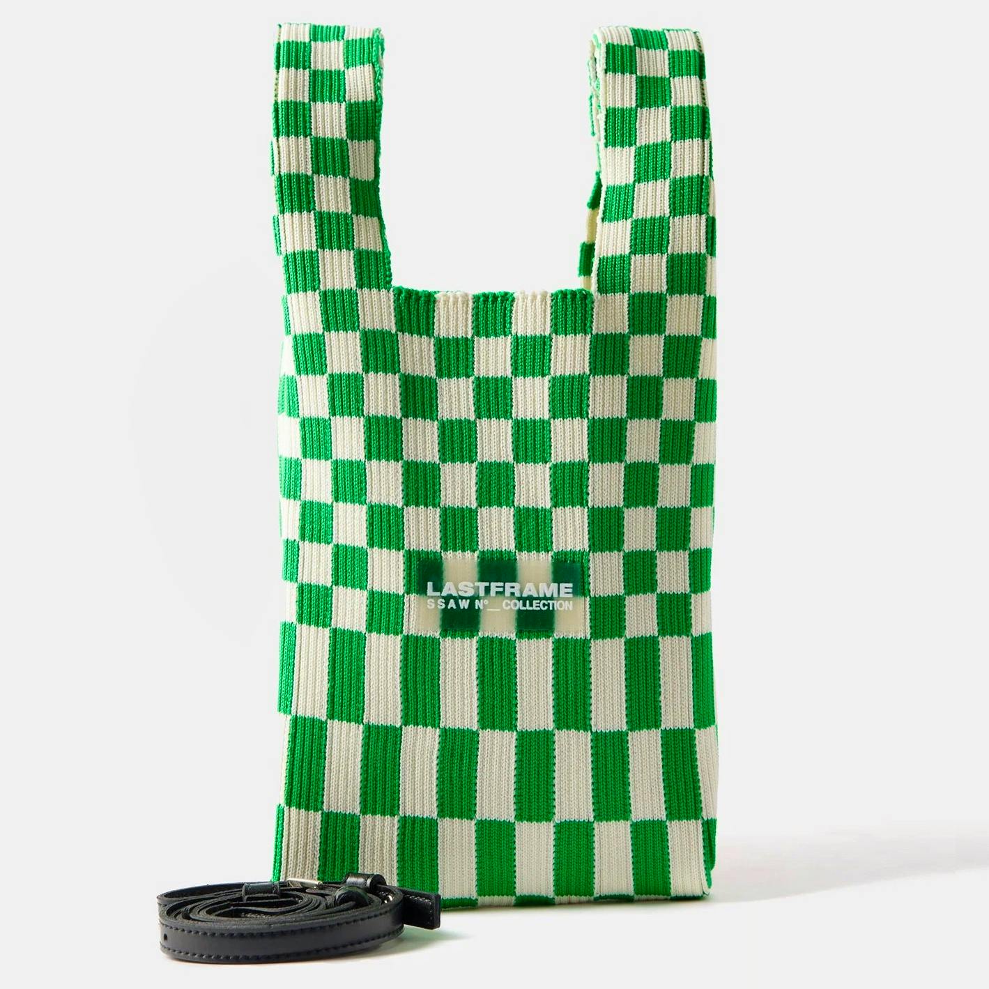 Lastframe Ichimatsu Small Checked Knit Tote Bag, £245