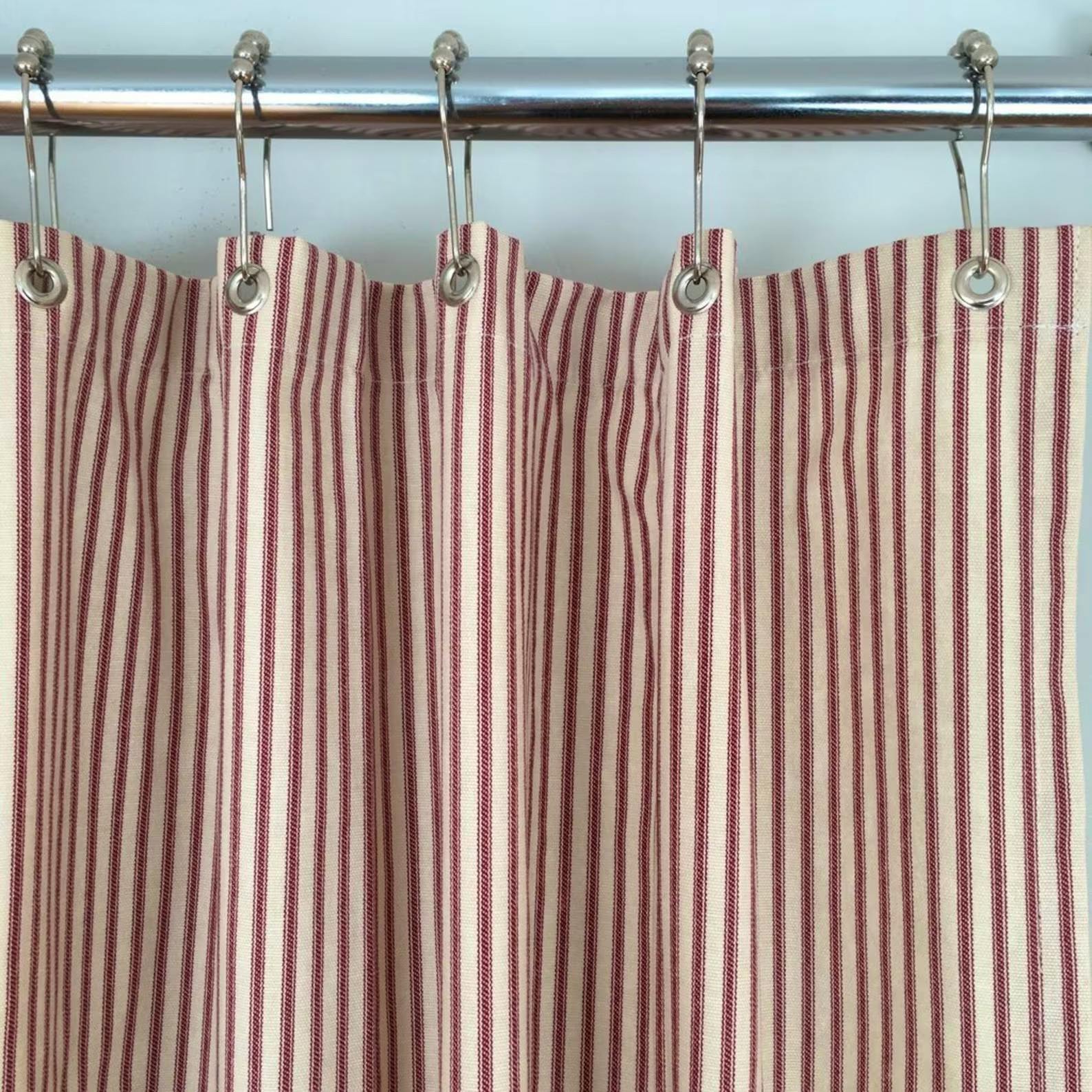 Etsy Red Ticking Stripe Shower Curtain, £65.48