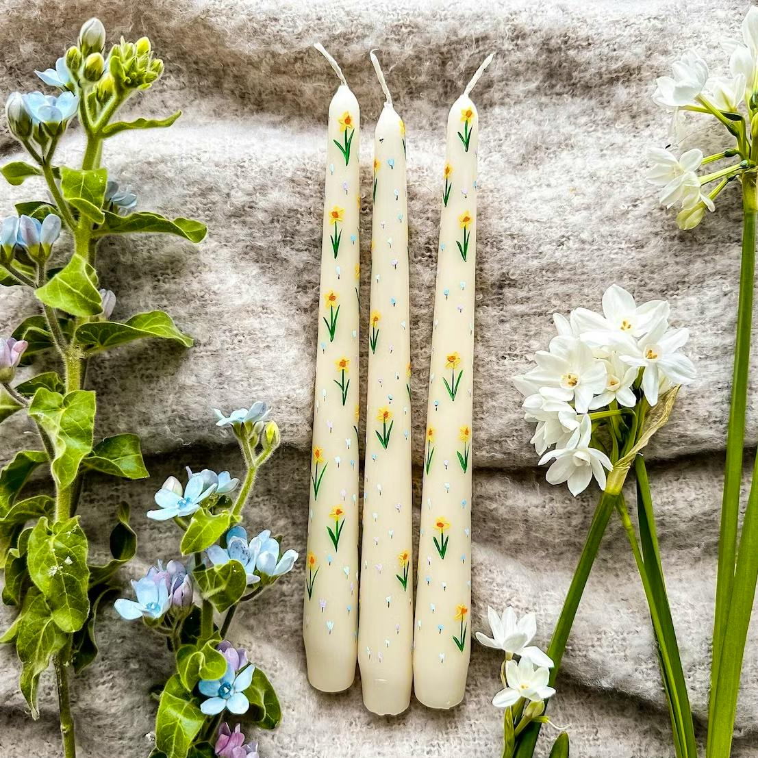 Etsy Hand Painted Daffodil Candles, £12.95