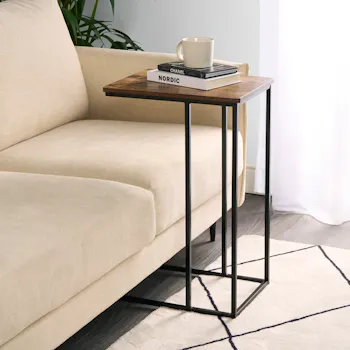 C Shape Side Table in Dark Wood