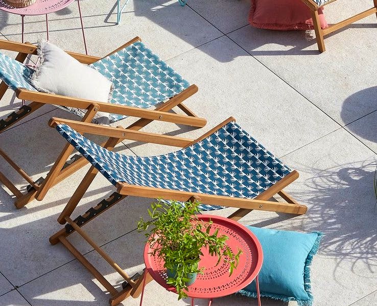 Amezza Acacia and Canvas Deckchair £75