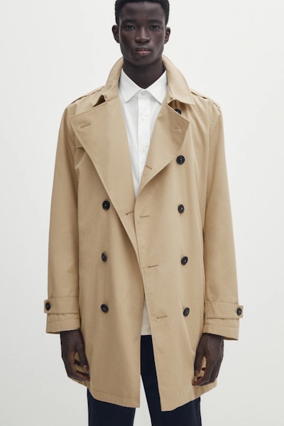 Massimo Dutti Water-Repellent Double-Breasted Trench Jacket, £69.95 (Was £229)