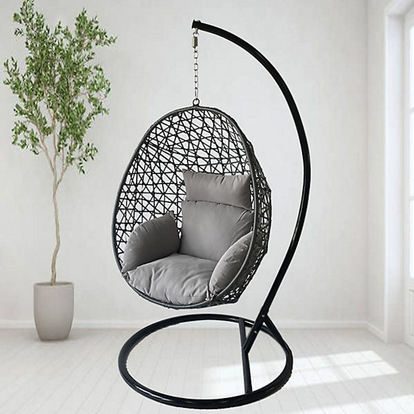 B&Q Hortus Grey Hanging Rattan Egg Chair, £199.99