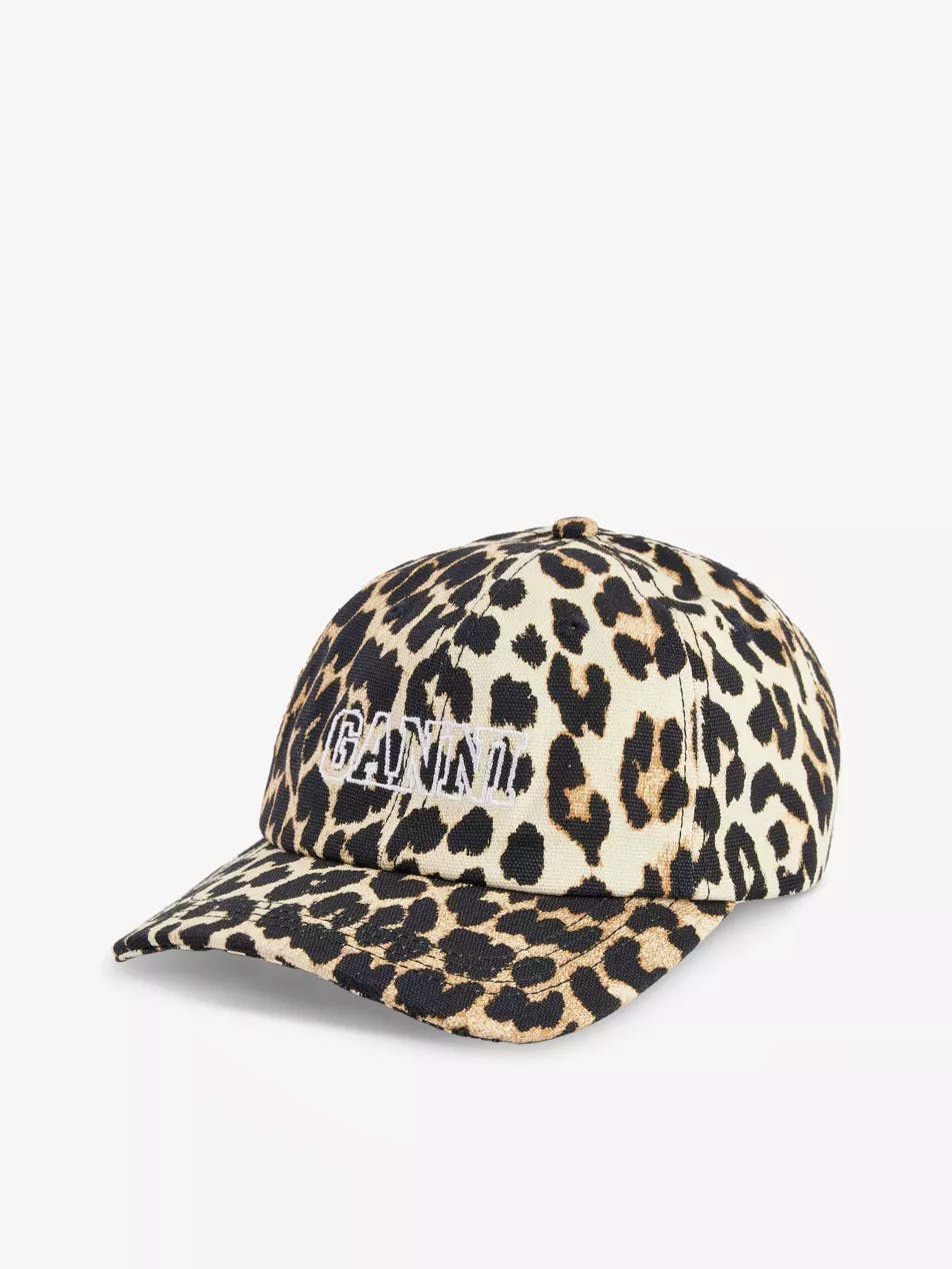 Selfridges Ganni Logo-Embroidered Animal-Printorganic-Cotton Cap, £85