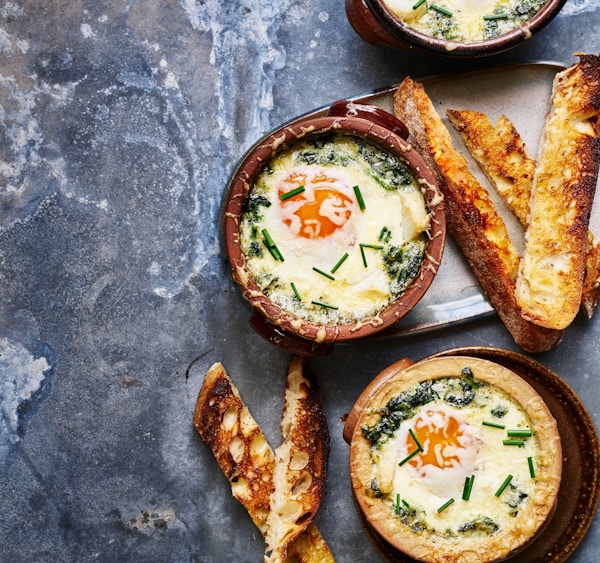 Coddled Duck Eggs With Smoked Haddock And Spinach 