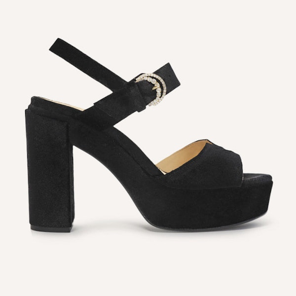 Camilla Elphick Jasmine Black Velvet Platform Sandals, £265