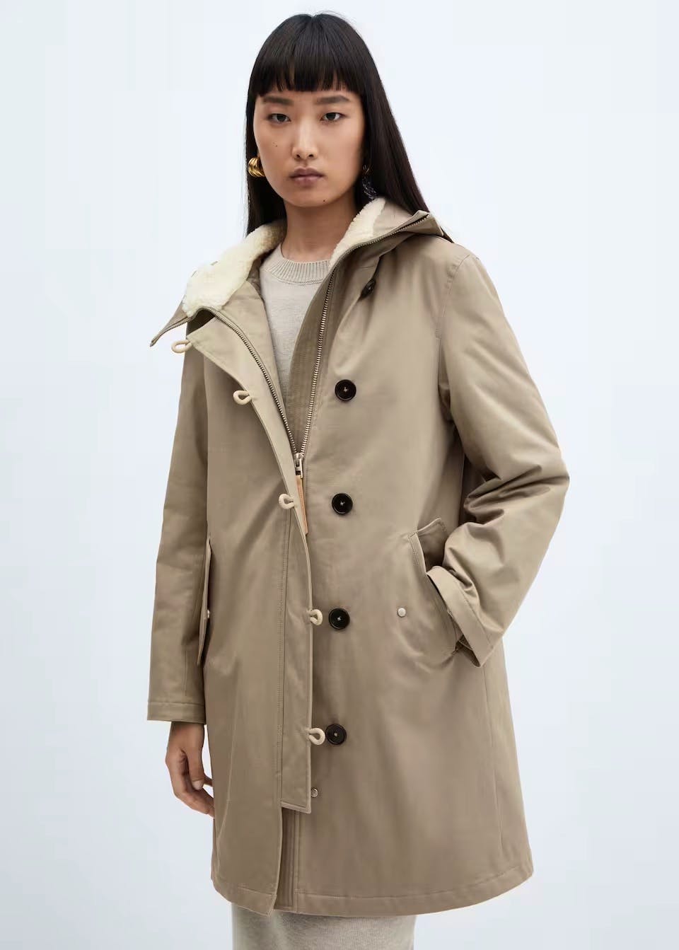 Mango Midi-Parka with Shearling Collar, £119.99