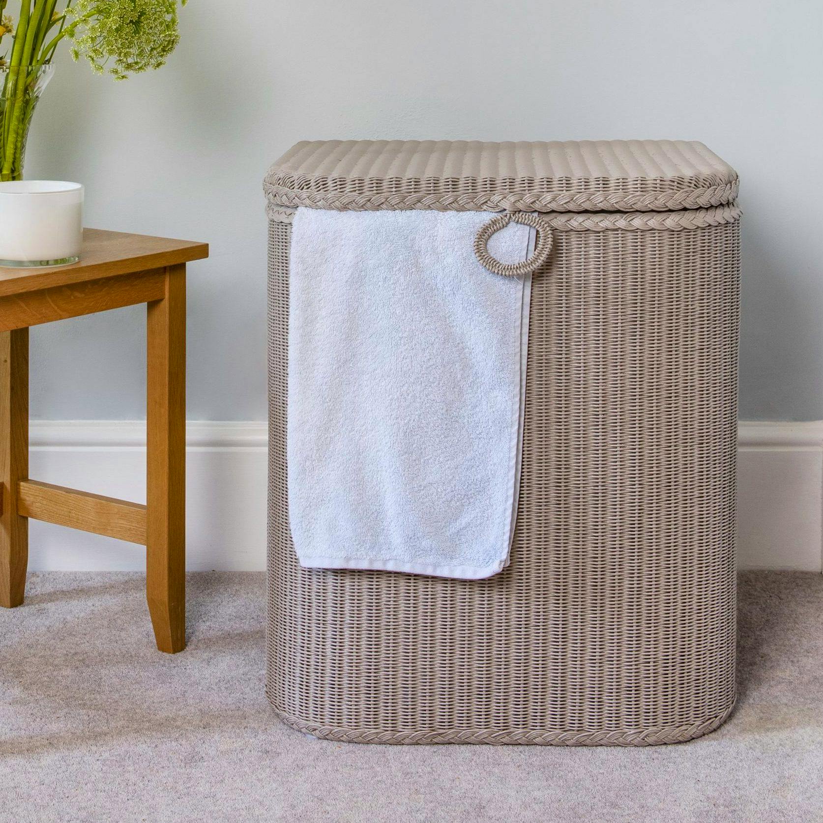 Lloyd Loom D Shape Linen Basket, £140