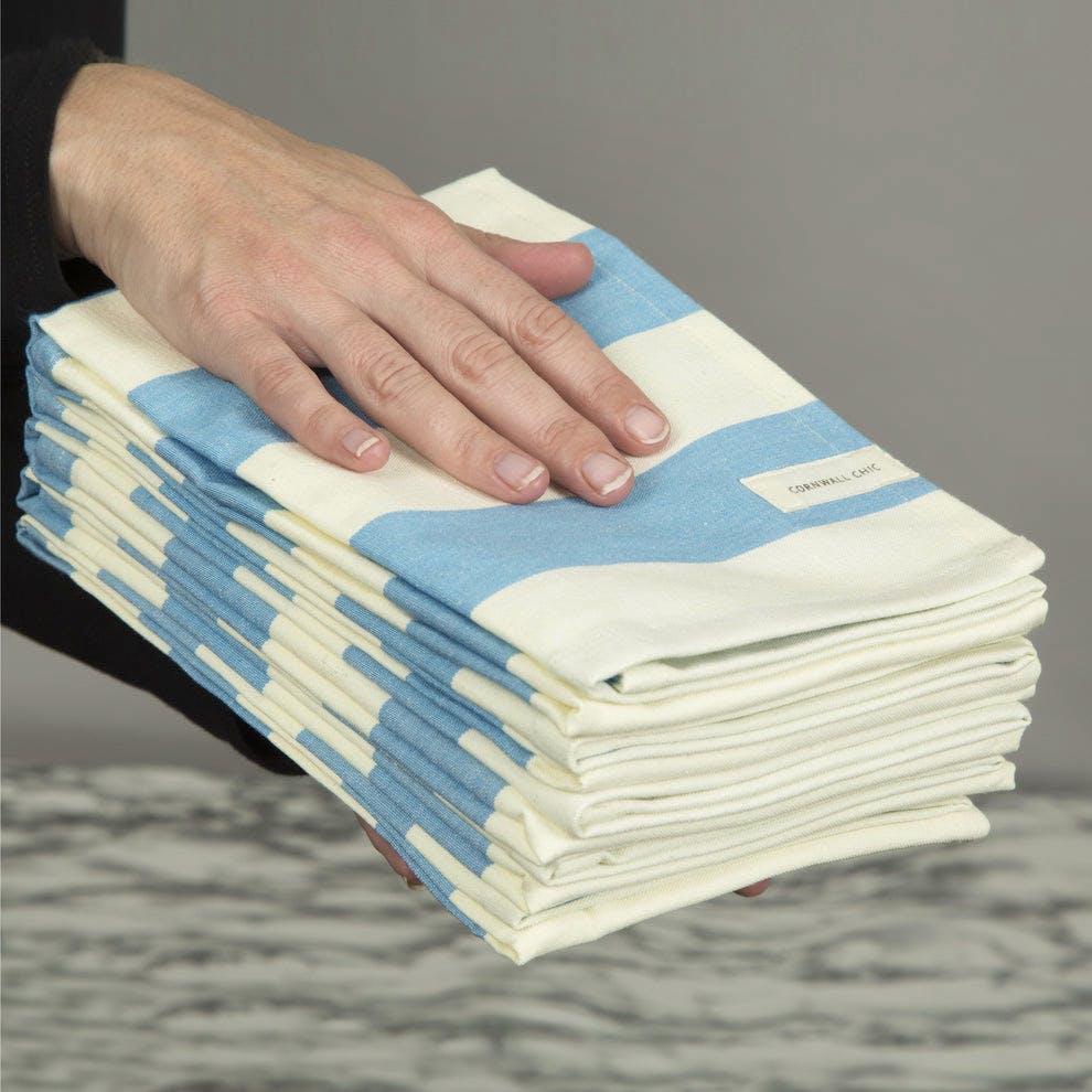 Sticky Toffee Set of 5 Woven Striped Cotton Tea Towels in Three Colours, £27.90