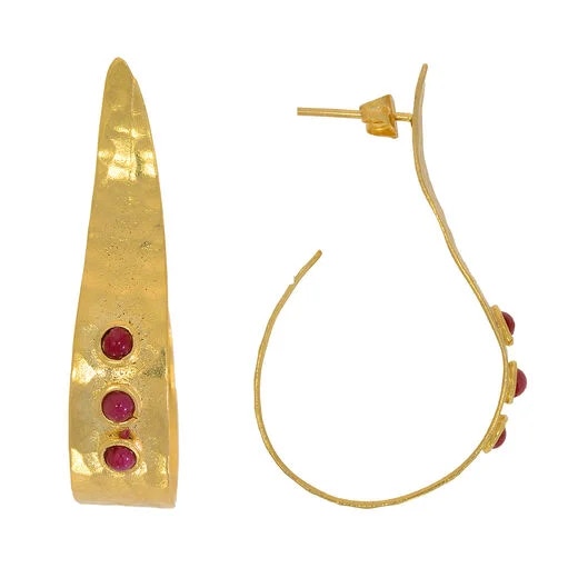 Ottoman Hands Red Agate Swirl Stud Earrings, £75