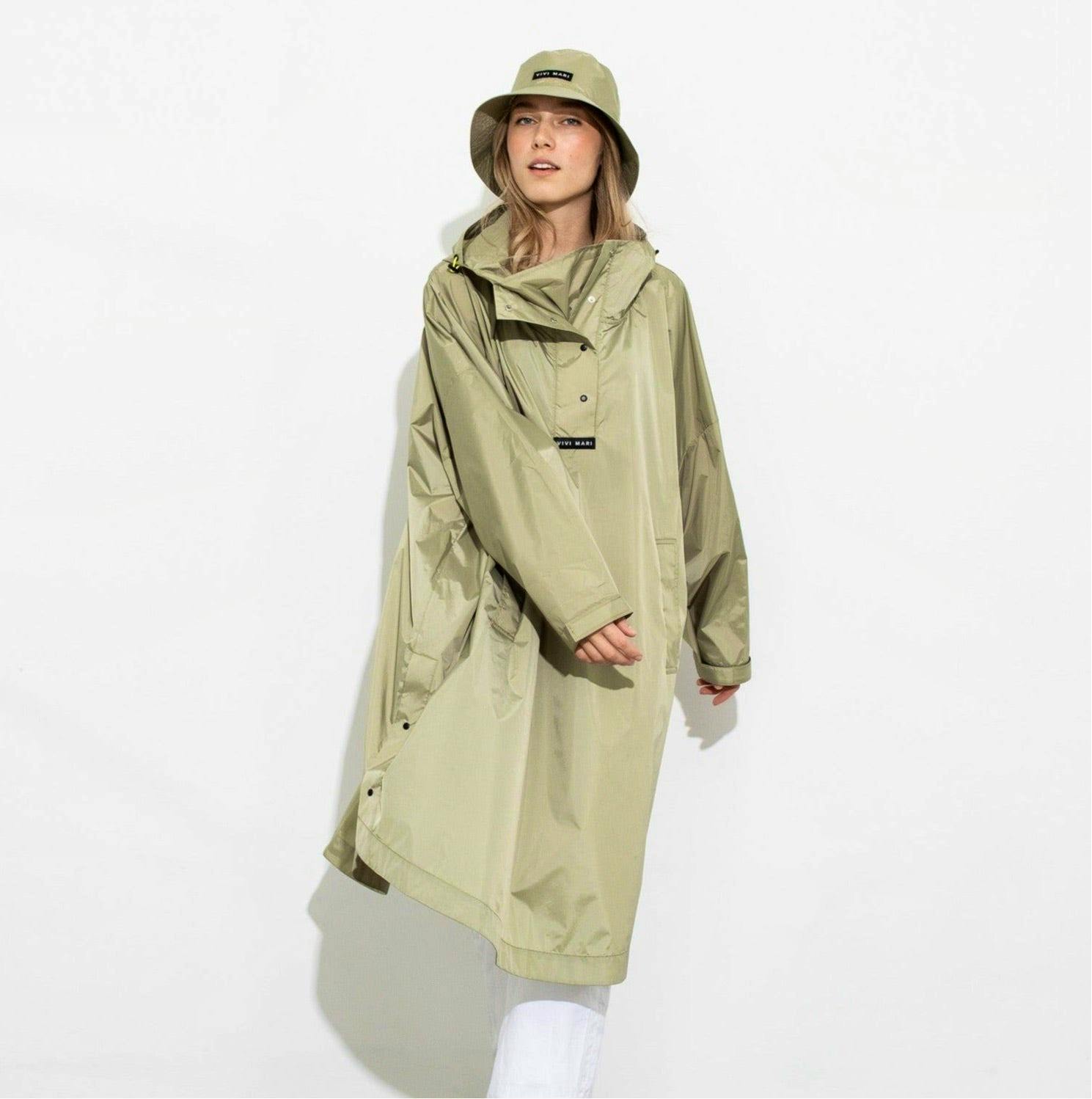 Vivi Mari Raincoat Solid Pale Olive, £89