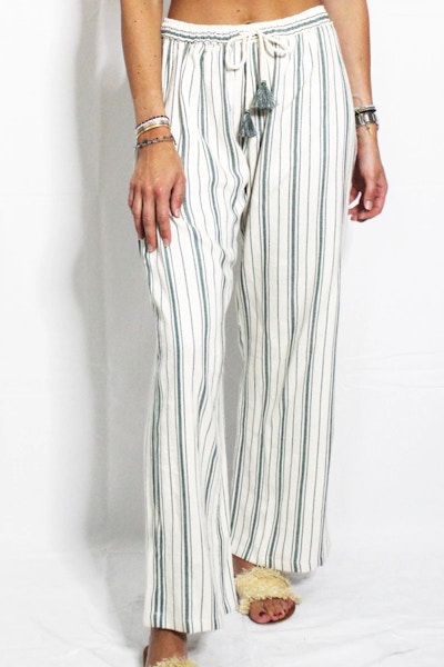 Wolf & Badger Moroccan Green Stripped Beach Trousers, £82