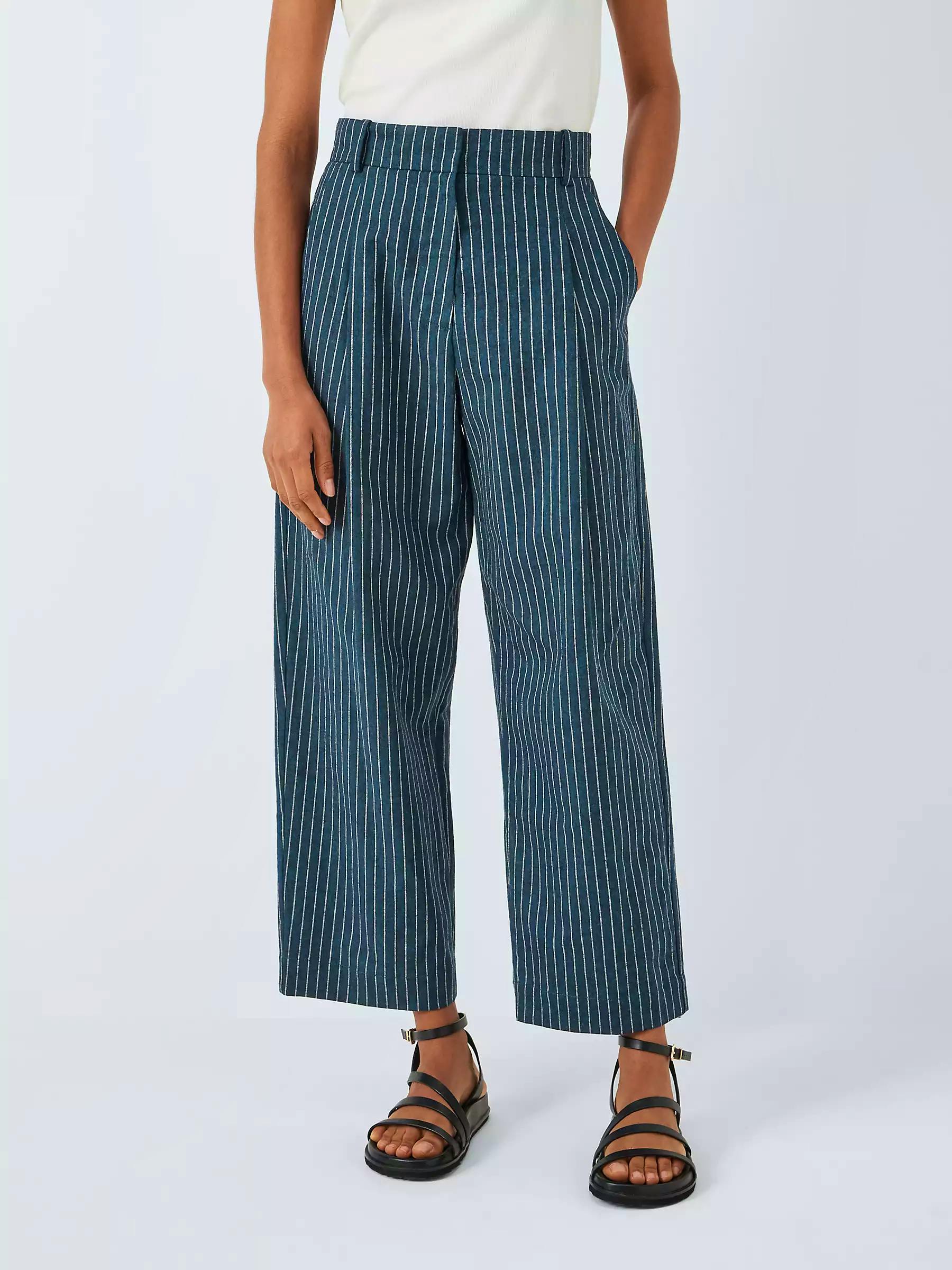 John Lewis Stripe Linen Cropped Trousers, £49
