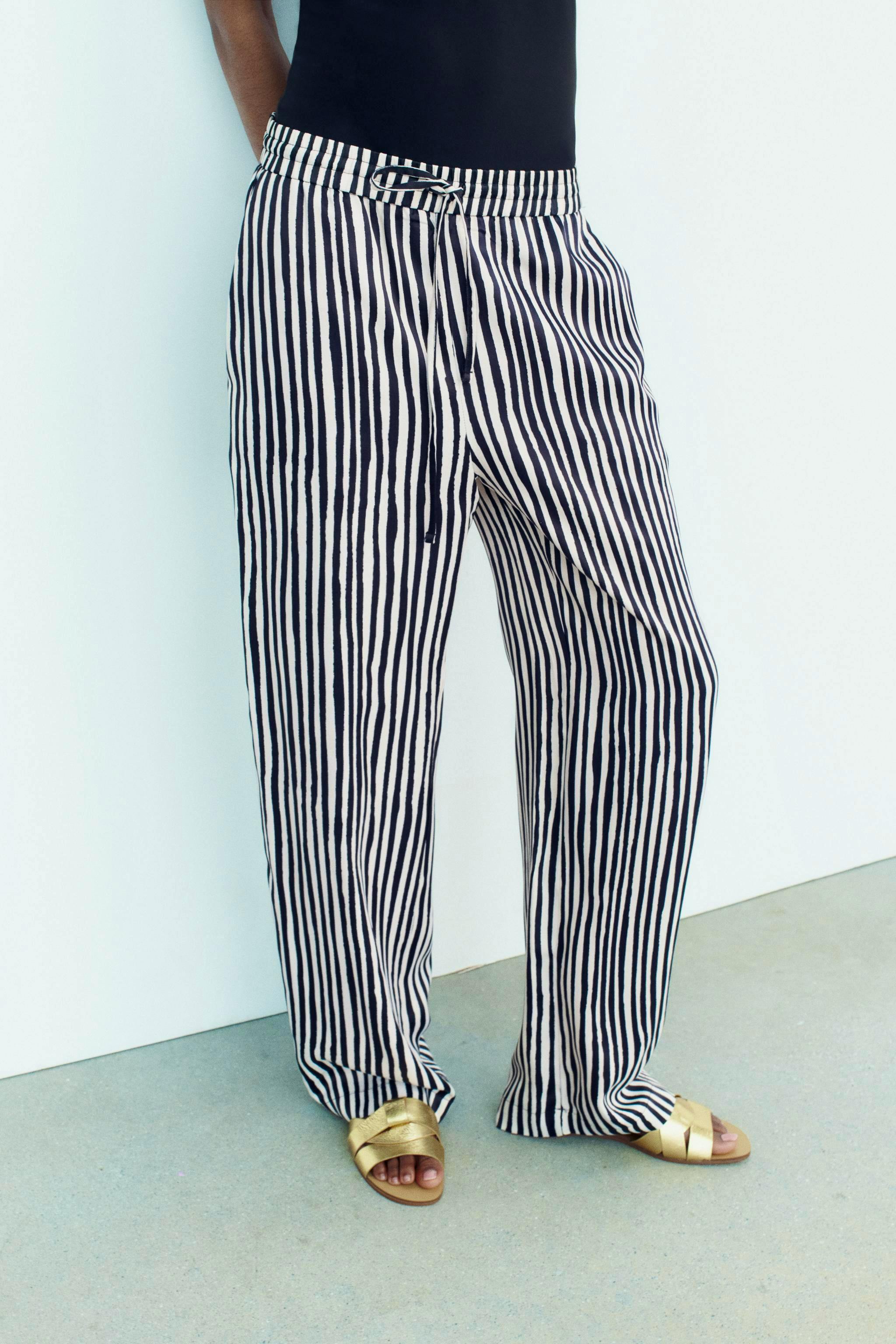 Zara Striped Satin Trousers, £35.99