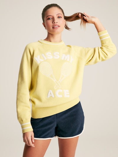 JOULES Break Point Yellow Knitted Tennis Jumper, £69.95
