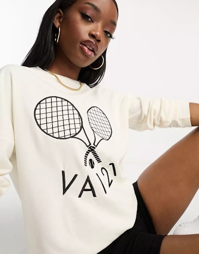 ASOS VAI21 Oversized Tennis Sweatshirt Co-Ord in Cream, £29
