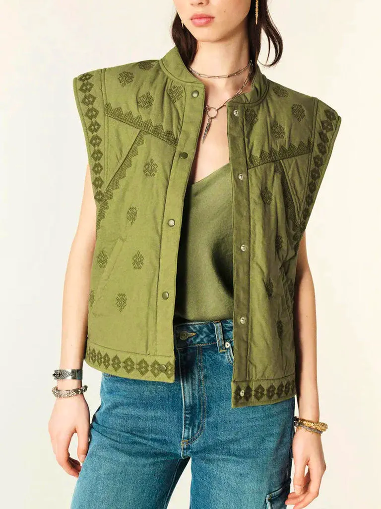 BA&SH Khaki Embroidered Waistcoat, £270