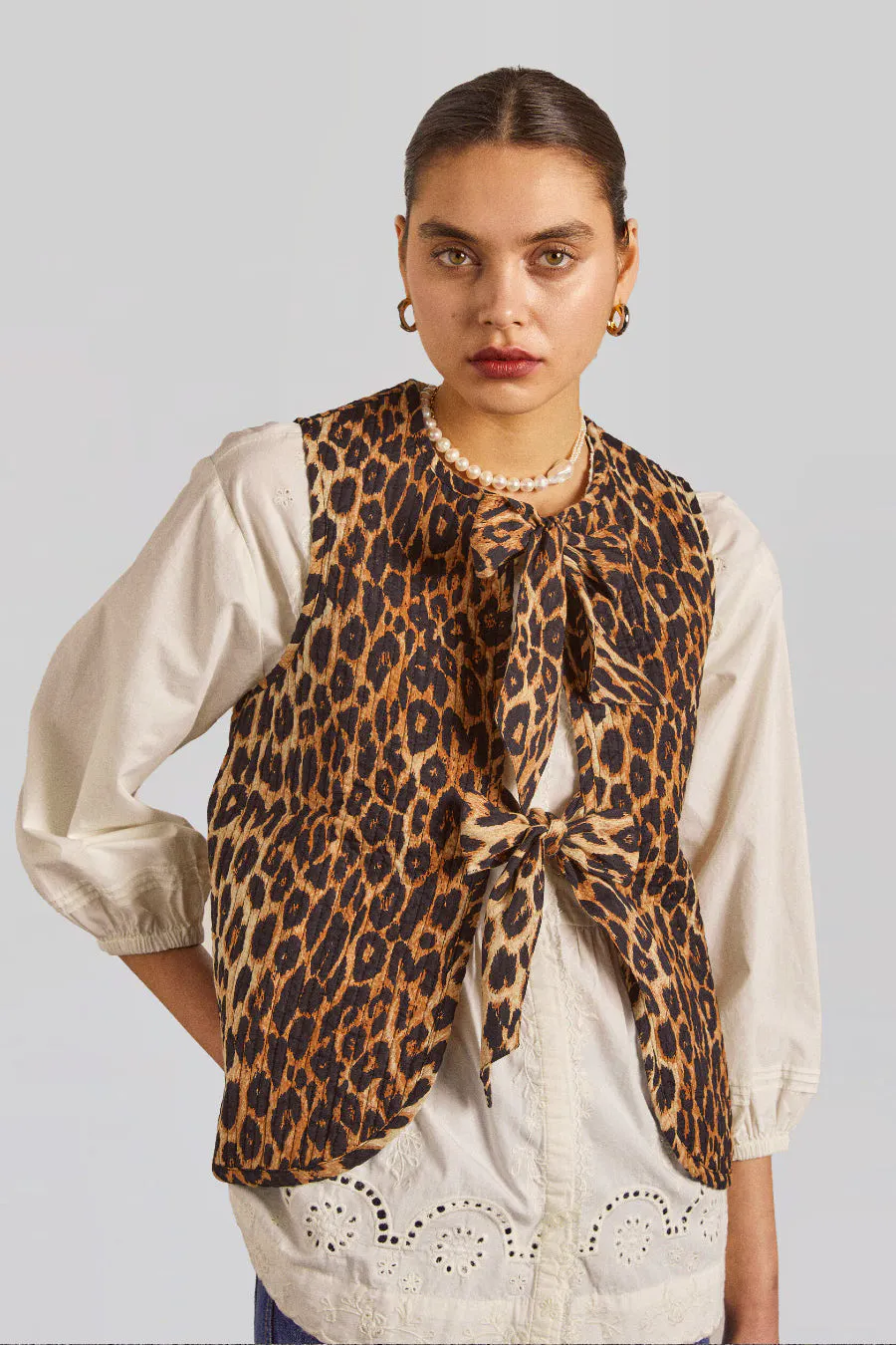Damson Madder Tie-front Leopard Gilet, £80