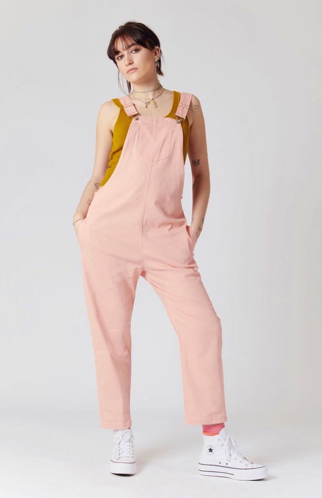 Wolf & Badger Joy Organic Cotton Dungarees True Pink, £100