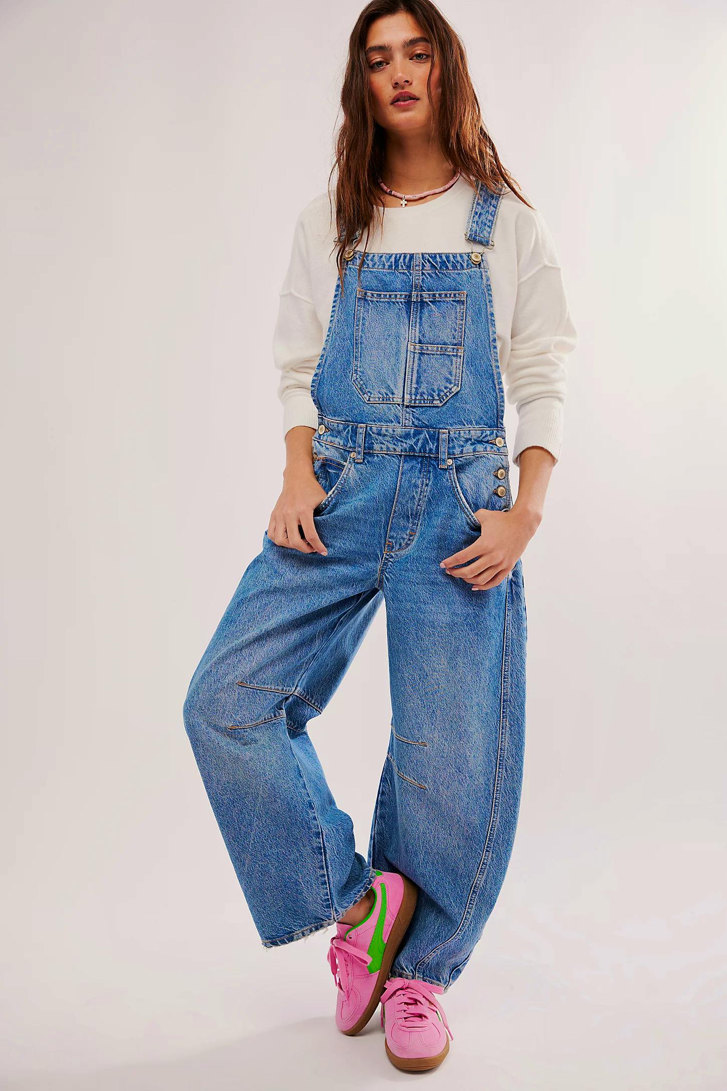 Free People We The Free Good Luck Barrel Dungarees, £140