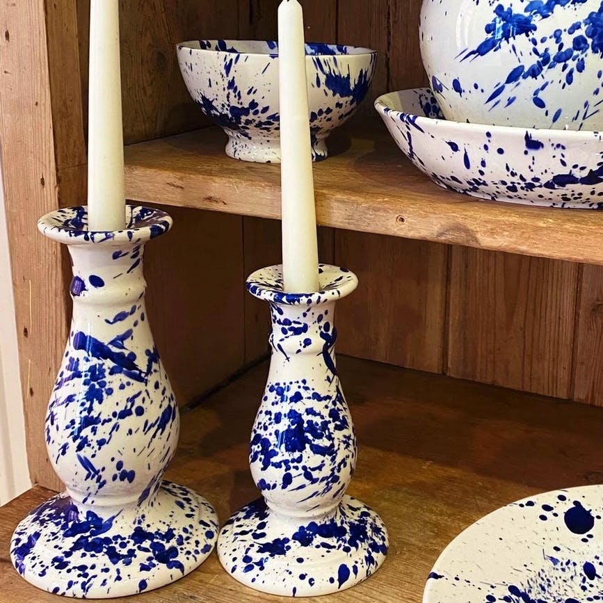 Emma Bridgewater Blue Splatter Small Candlestick, £48