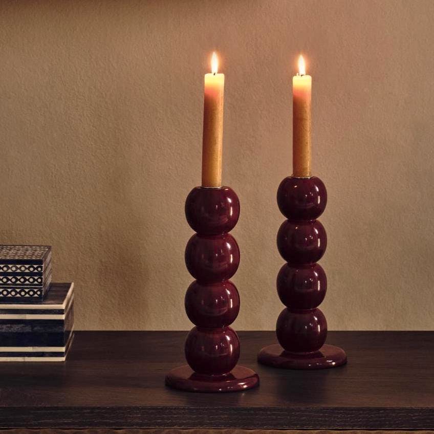 OKA Bobina Bobble Candle Holders – Chinese Red, £80
