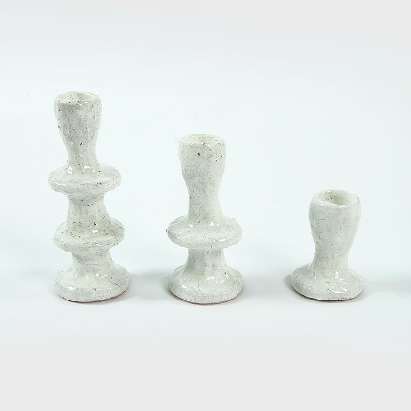 Hadeda Wonky Candlesticks in Speckled White, £30