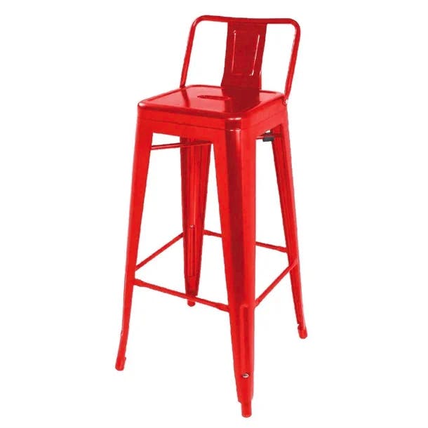 Nisbets Bolero Bistro Steel High Stool With Backrest Red (Pack of 4), £287.95