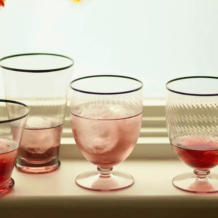 OKA Set of Four Large Memerah Twisted Wine Glasses, £65