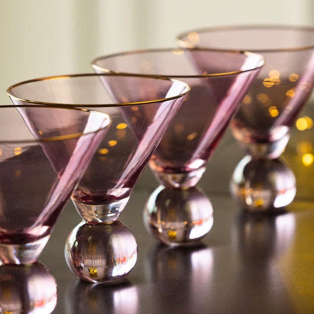 Rockett St George Set Of 4 Gold Rim Rose Tinted Martini Glasses, £70