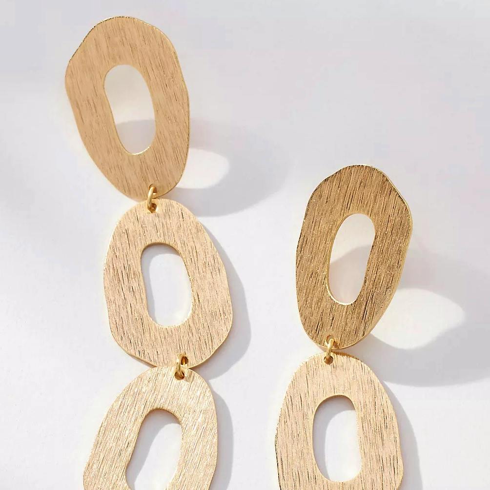 Anthropologie Gold-Plated Triple Oval Drop Earrings, £33