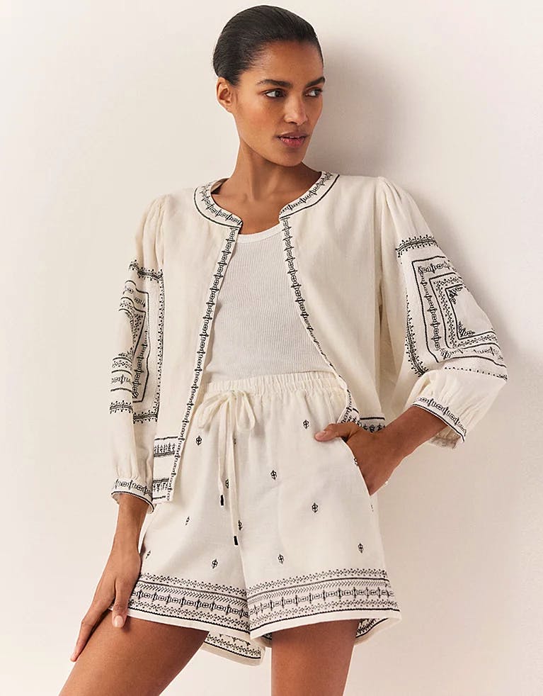 The White Company Cotton Embroidered Shorts, £79