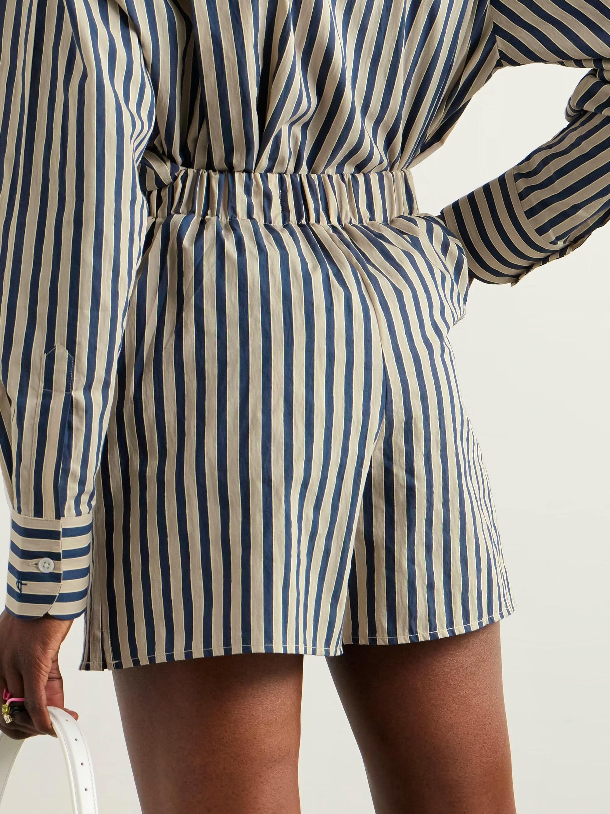 The Frankie Shop Lui Striped Cotton-Blend Poplin Shorts, £121