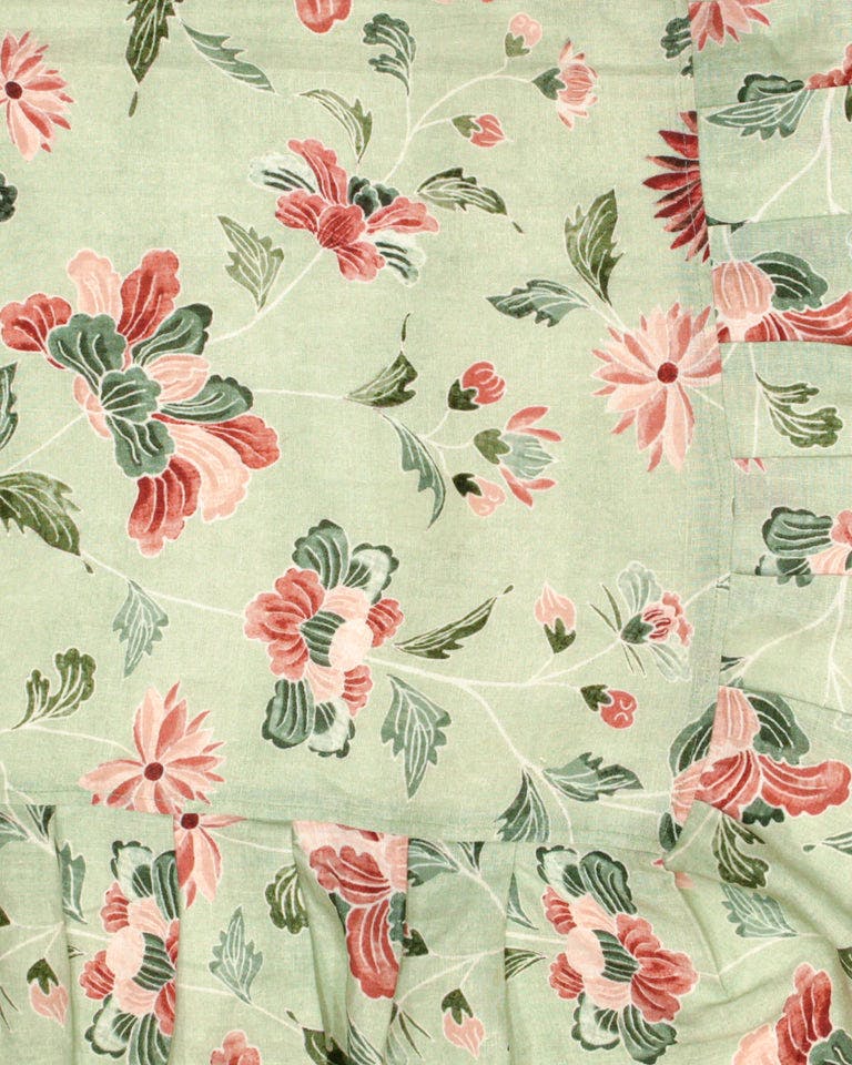 Birdie Fortescue Peony Tablecloth - Celadon Green & Pink, £137.50