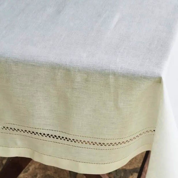 Volga Linen Diamond Stitch Tablecloth, £300 – £600