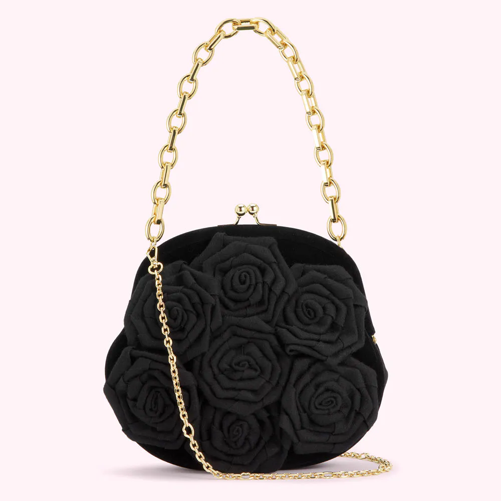 Lulu Guinness Black Life Is A Bag Of Roses Rosie Handbag, £165