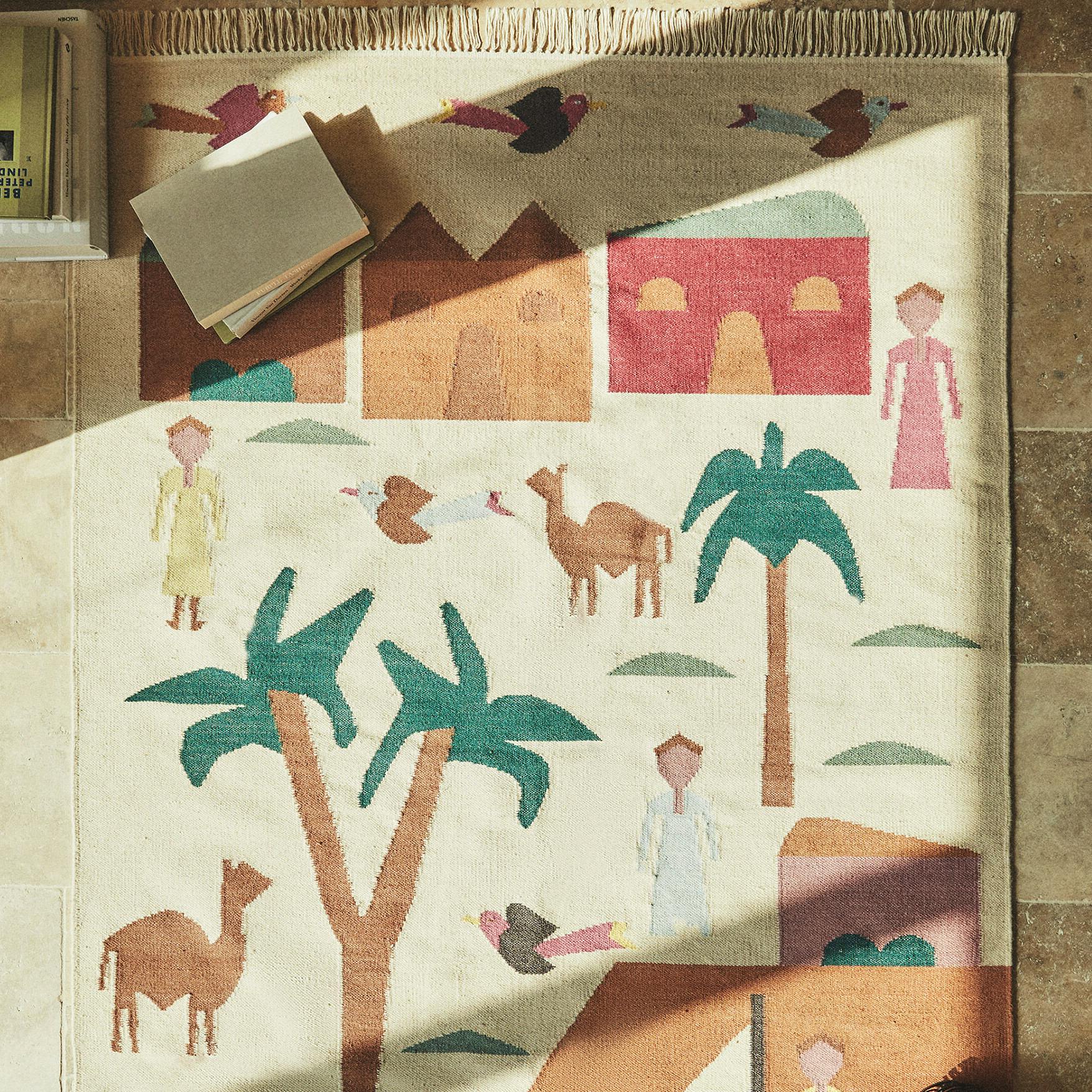 Zara Home Rectangular Wool Cotton Rug With Countryside Motifs, £419.99