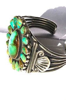Jessie Western Green Turquoise Navajo Bracelet, £899