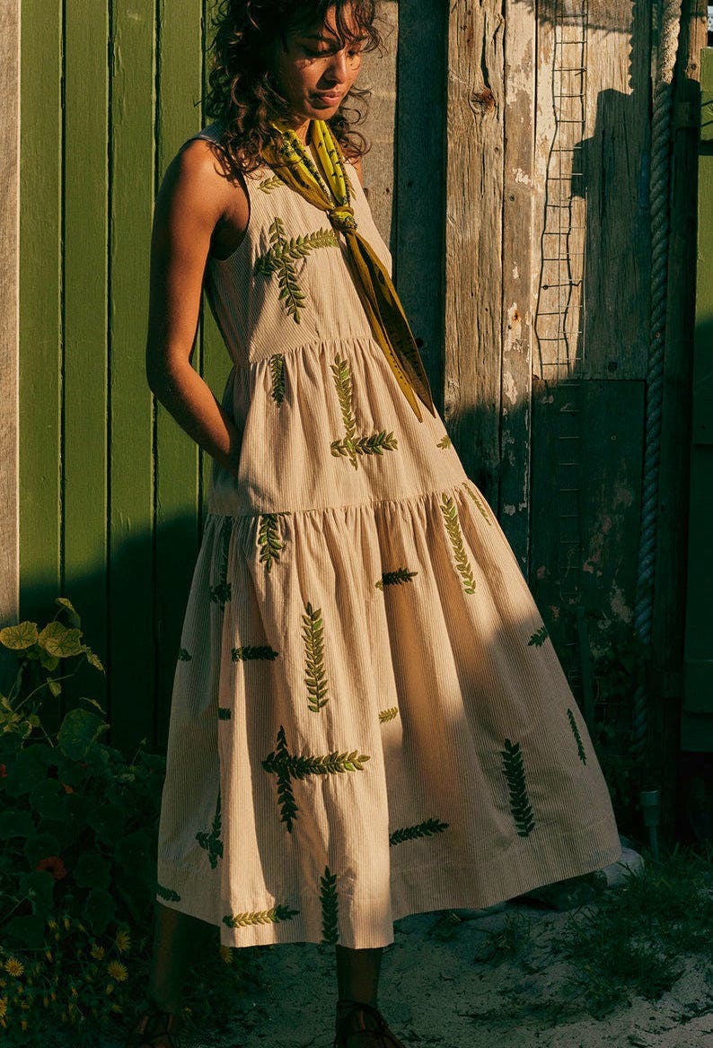Toast Leaf Embroidered Stripe Poplin Dress, £295