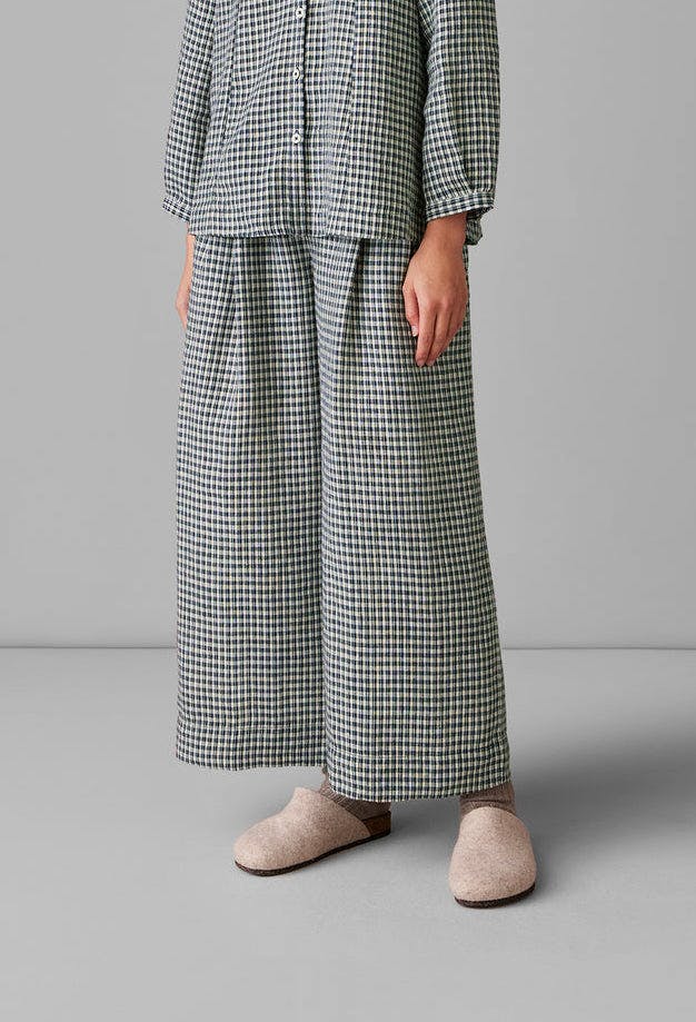 Toast Checked Linen Wide Trouser, NOW £85