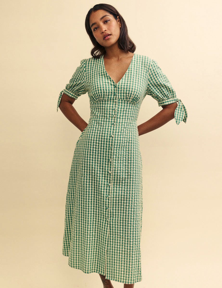 Nobody’s Child Green Gingham Alexis Midi Dress, £55