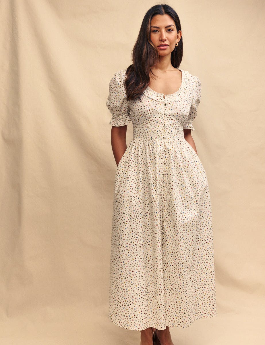 Nobody’s Child Cream Ditsy Floral Flossie Dress, £79