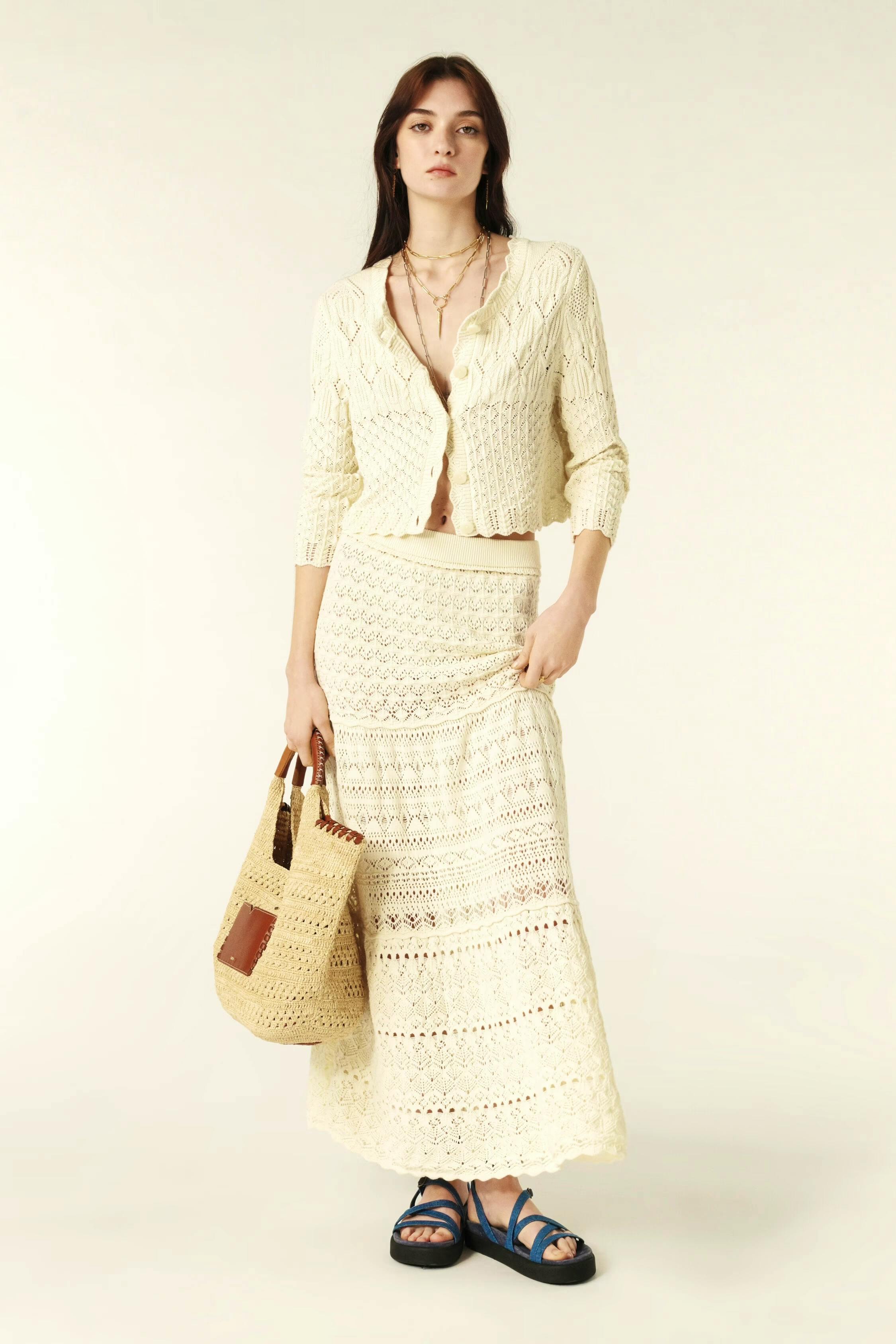 ba&sh Josh Crochet Knit Skirt, £275