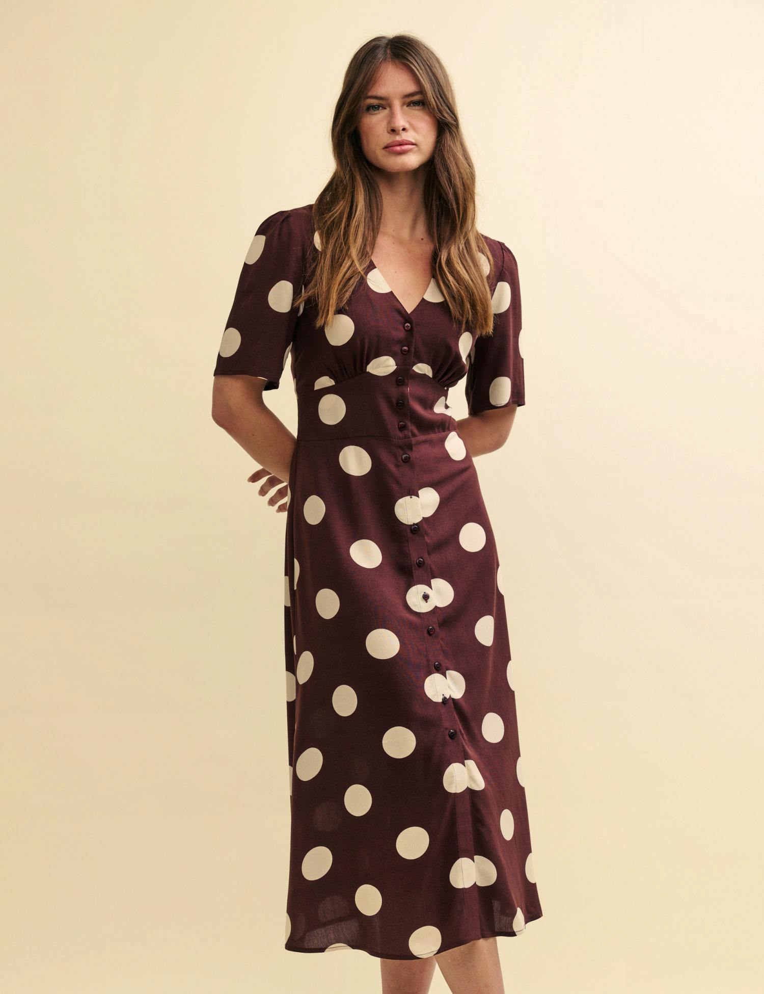 M&S X Nobody’s Child Polka Dot V-Neck Midi Tea Dress