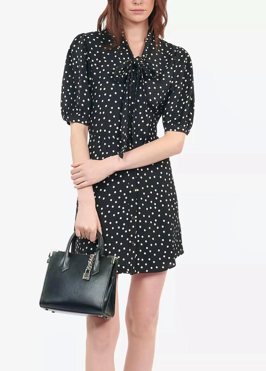 The Kooples Polka-Dot Print Neck-Tie Woven Mini Dress, £355