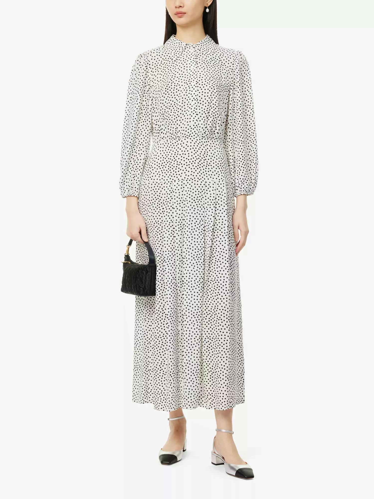 Rixo Izzy Polka-Dot Woven Midi Dress, £245
