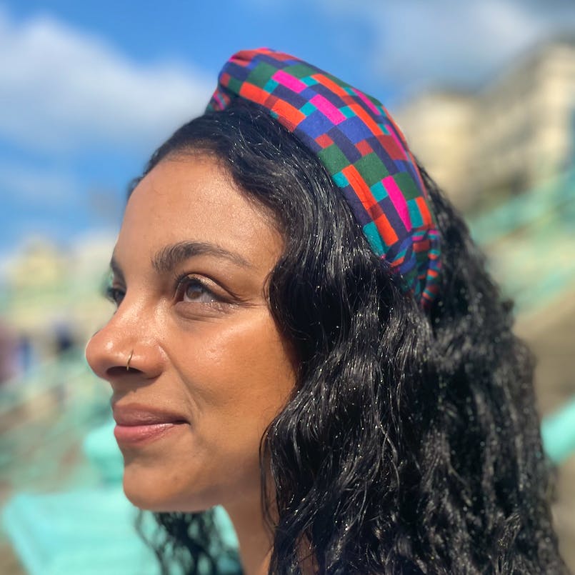 Silk & Lawn Twisted Alice Headband - Liberty of London Ziggy Graphic, £45