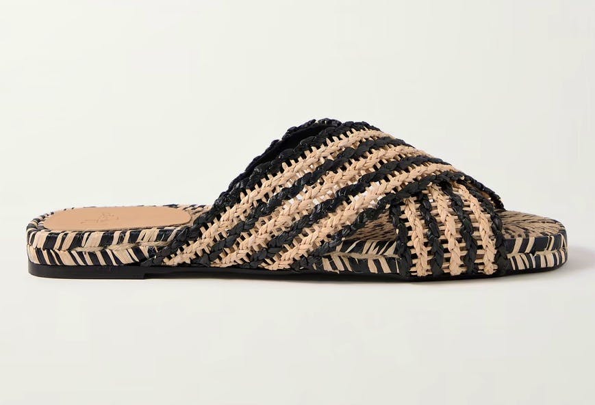 Castaner Pat two-tone raffia slides, £130
